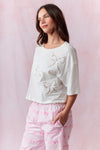 Bow Lace Laser Cut Embroidery Detail Top