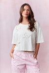 Bow Lace Laser Cut Embroidery Detail Top