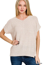 Center Seam Short Sleeve Sweater