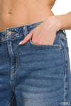 High Waist Straight Leg Medium Wash Denim Pants