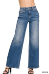 High Waist Straight Leg Medium Wash Denim Pants