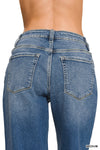 High Waist Straight Leg Medium Wash Denim Pants