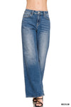 High Waist Straight Leg Medium Wash Denim Pants