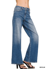 High Waist Straight Leg Medium Wash Denim Pants