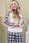 Drawstring Hooded Top and Plaid Pants Lounge Set