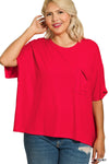 Zenana Plus Oversized Ribbed Round Neck Short Sleeve Tee