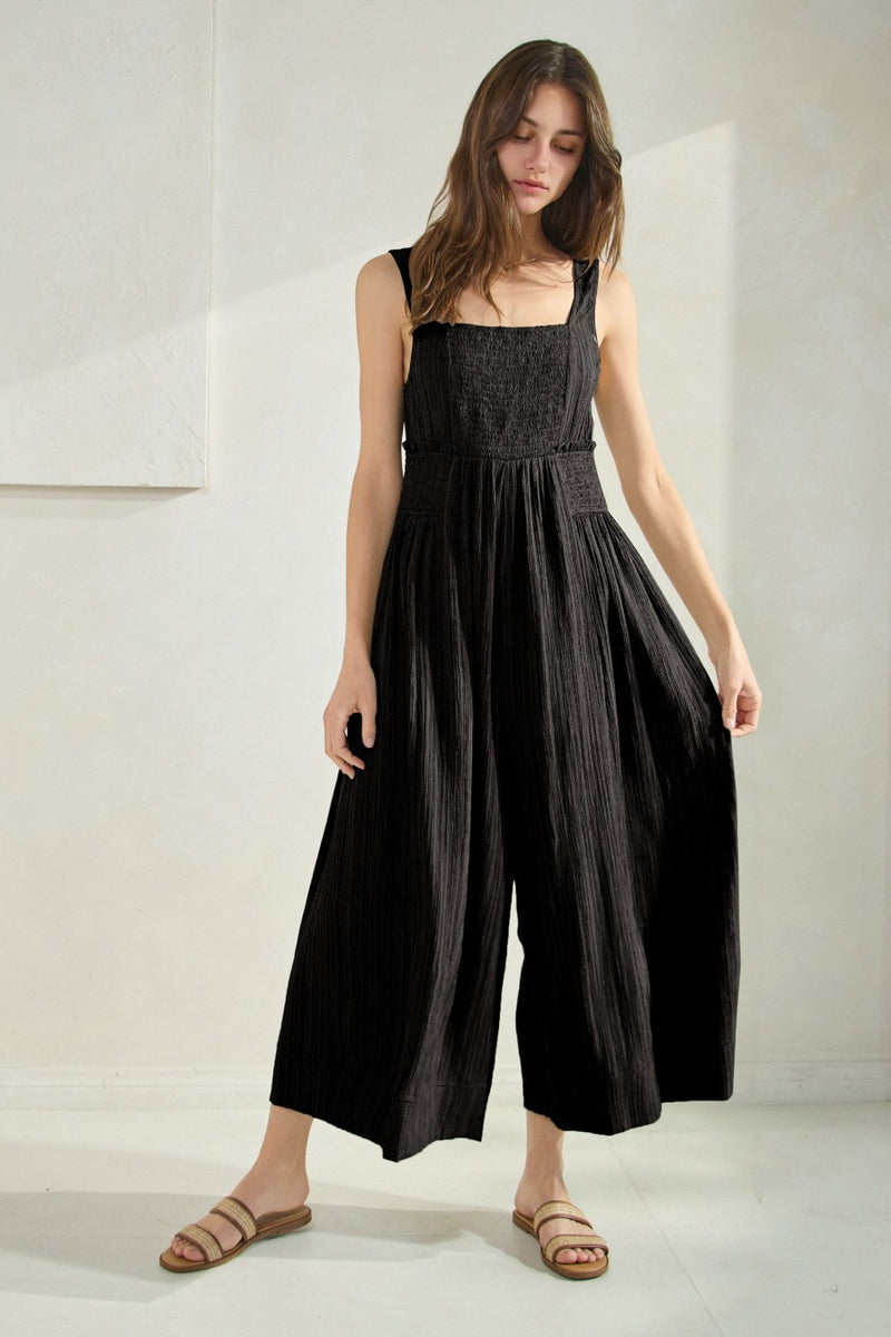 Plus Crinkled Fabric Wide Leg Jumpsuit