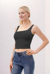 Double Scoop Neck Double Layered Crop Tank Top