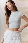 Bow Printed Urban Rib Bloomer Tee