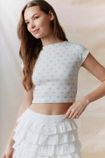 Bow Printed Urban Rib Bloomer Tee