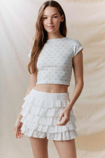 Bow Printed Urban Rib Bloomer Tee
