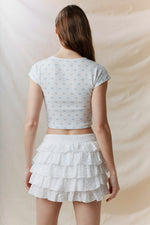Bow Printed Urban Rib Bloomer Tee