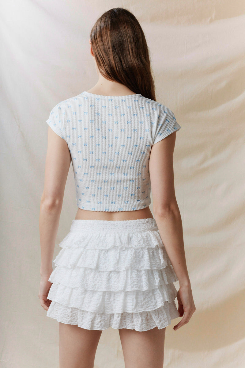 Bow Printed Urban Rib Bloomer Tee
