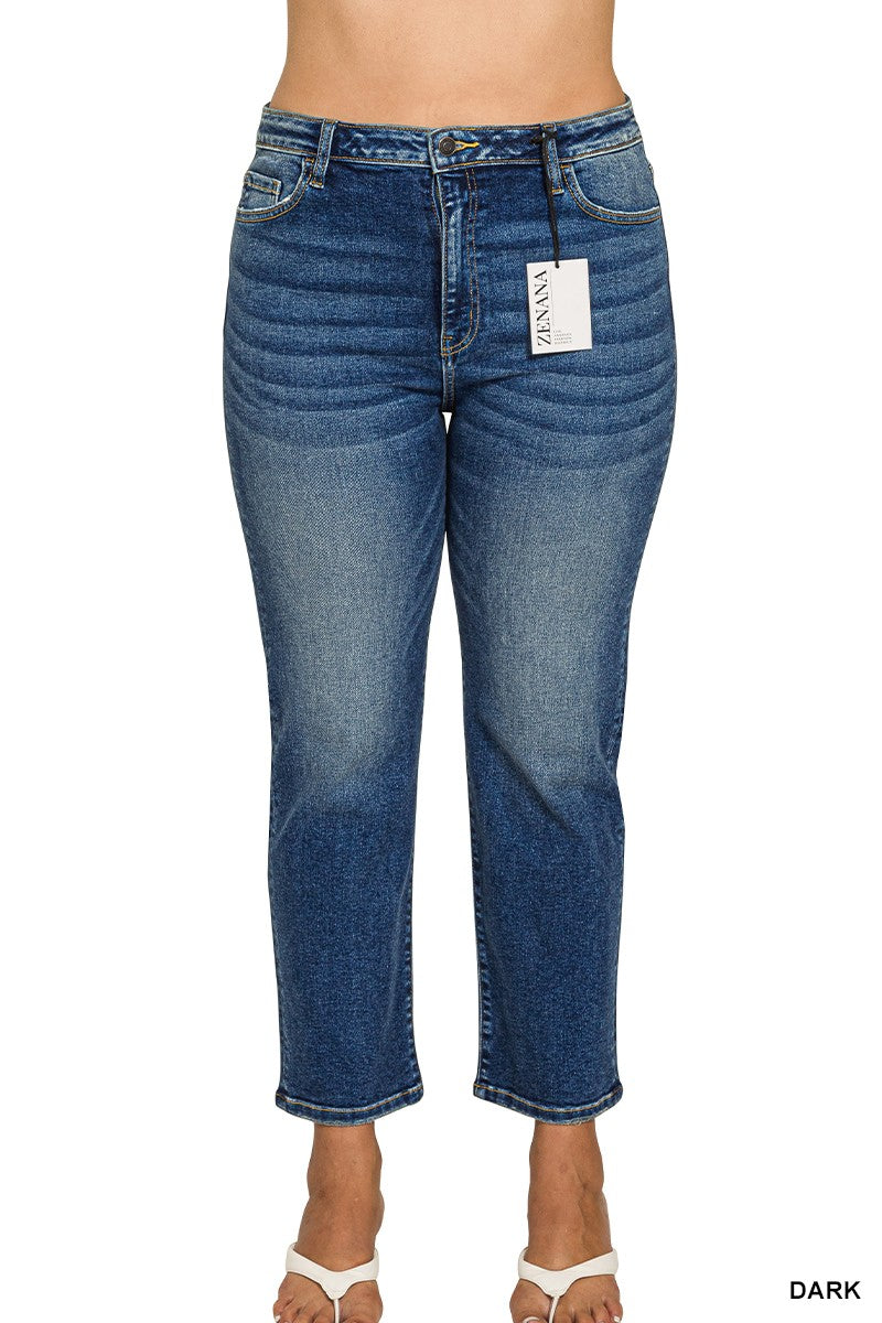 Zenana Plus Cropped 5 Pockets Basic Denim