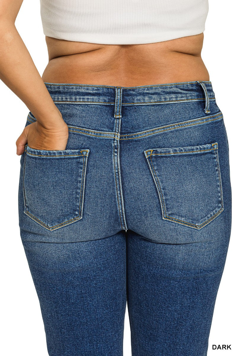 Zenana Plus Cropped 5 Pockets Basic Denim