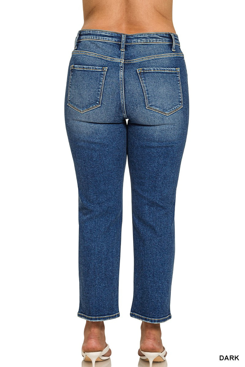Zenana Plus Cropped 5 Pockets Basic Denim