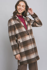Long Sleeve Plaid Coat