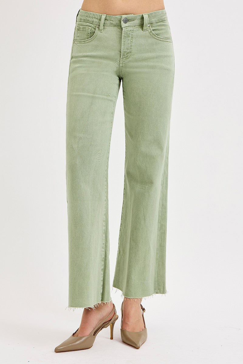RISEN Tummy Control Mid Rise Wide Leg Pants