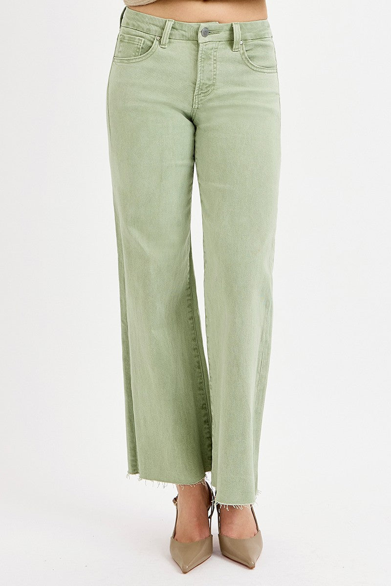 RISEN Tummy Control Mid Rise Wide Leg Pants