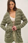 Breezy Knit Striped Cardigan W/ Pockets
