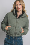 High Collar Zip- Up Puffer Jacket