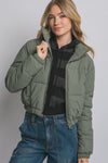 High Collar Zip- Up Puffer Jacket