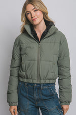High Collar Zip- Up Puffer Jacket