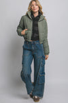 High Collar Zip- Up Puffer Jacket