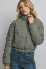 High Collar Zip- Up Puffer Jacket