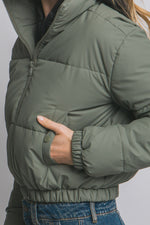 High Collar Zip- Up Puffer Jacket