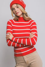 Striped Turtleneck Sweater Top