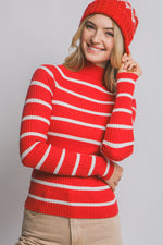 Striped Turtleneck Sweater Top