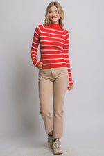 Striped Turtleneck Sweater Top