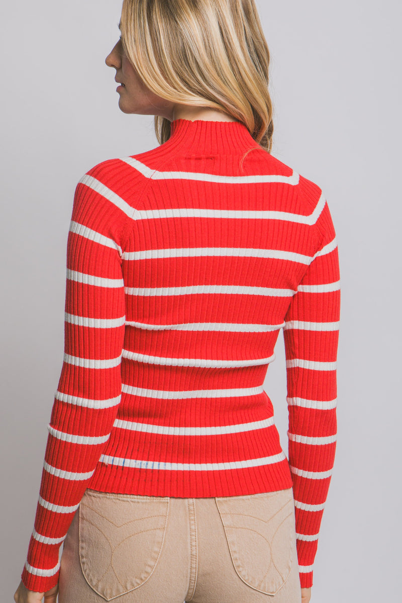 Striped Turtleneck Sweater Top
