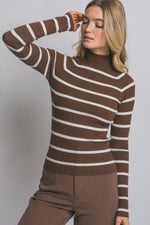 Striped Turtleneck Sweater Top