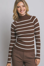 Striped Turtleneck Sweater Top