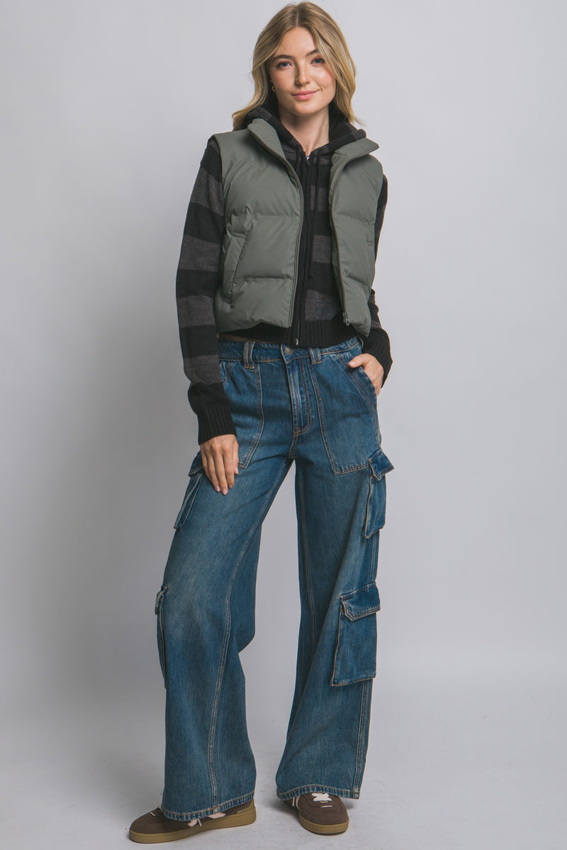 Cropped Puffer Vest