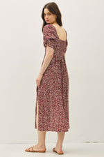 Ruched Bust Dress With Volume Sleeves