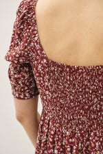 Ruched Bust Dress With Volume Sleeves