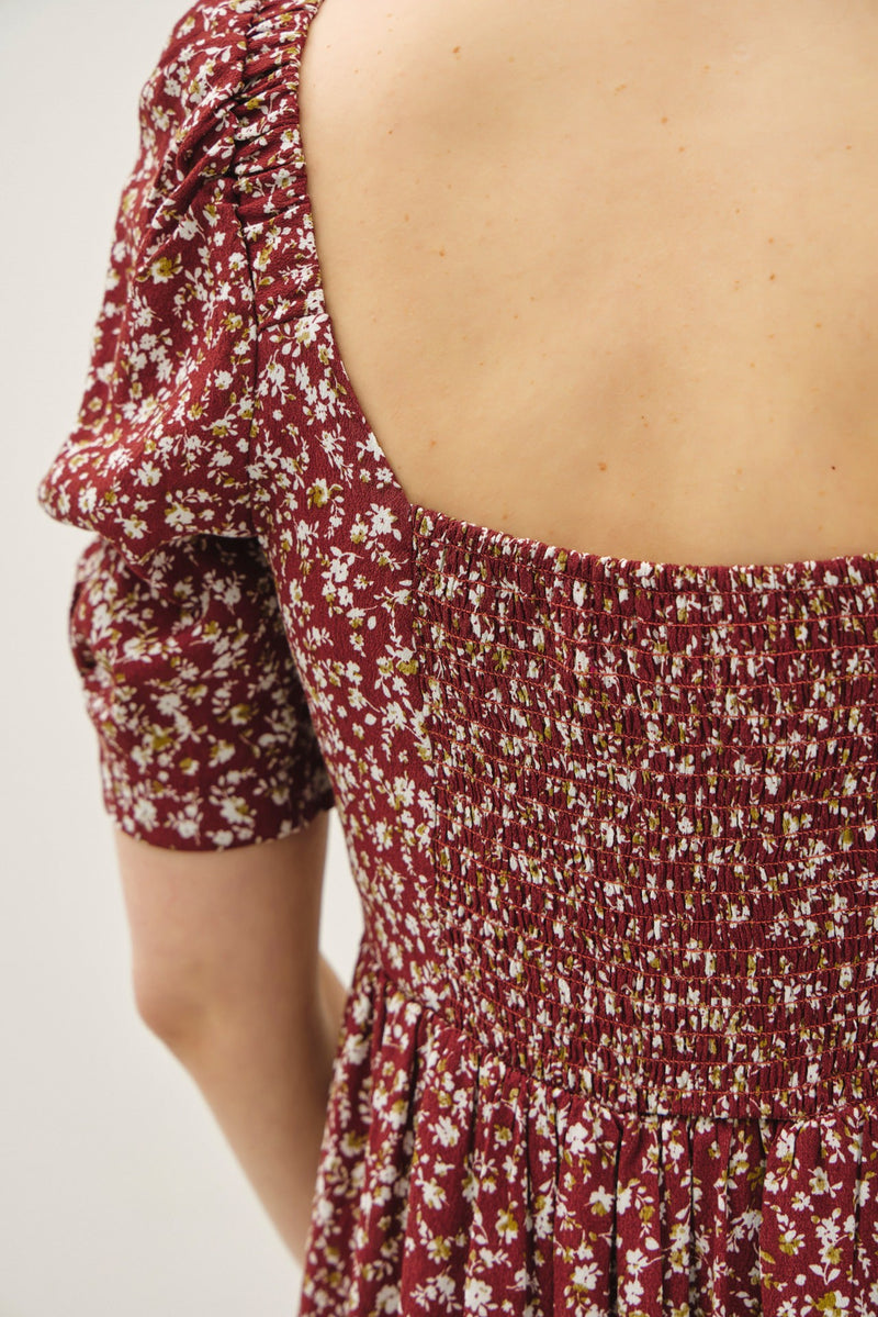 Ruched Bust Dress With Volume Sleeves