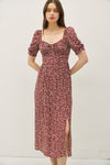 Ruched Bust Dress With Volume Sleeves