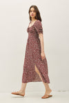 Ruched Bust Dress With Volume Sleeves