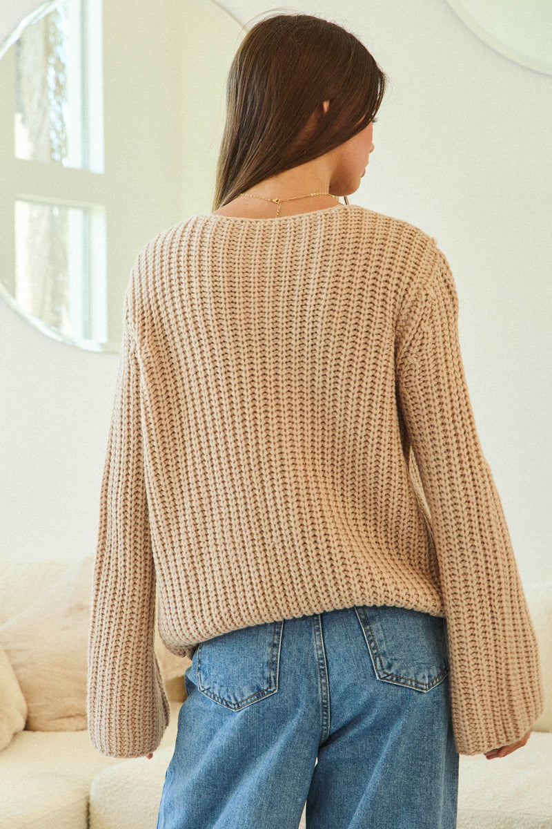 Solid Loose Knit Sweater Top