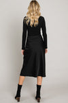 Satin Front Slit Midi Skirt