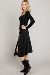 Satin Front Slit Midi Skirt