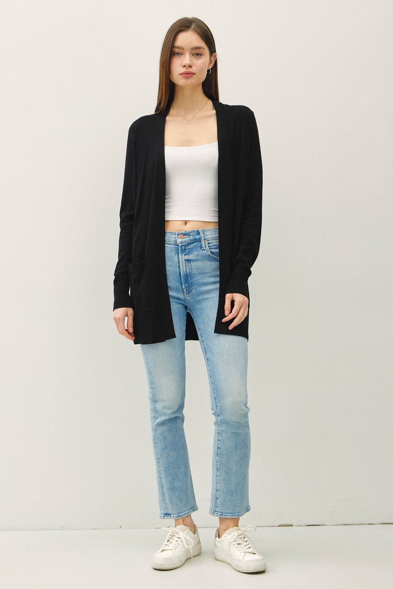 Viscose Open Front Essential Cardigan