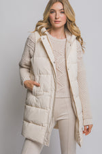 Hooded Long Quilted Puffer Vest