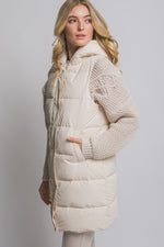 Hooded Long Quilted Puffer Vest