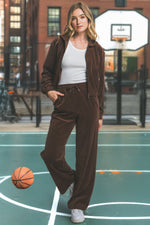 Elastic Waist Velour Sweatpants