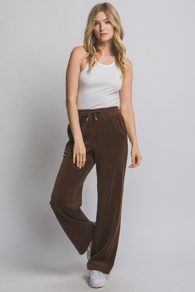 Elastic Waist Velour Sweatpants